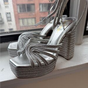Silver Platform Heels size 9